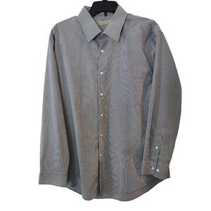 Nordstrom’s Men’s Cotton Long Sleeve Striped Dress Shirt Trim Fit Size 17 32-33